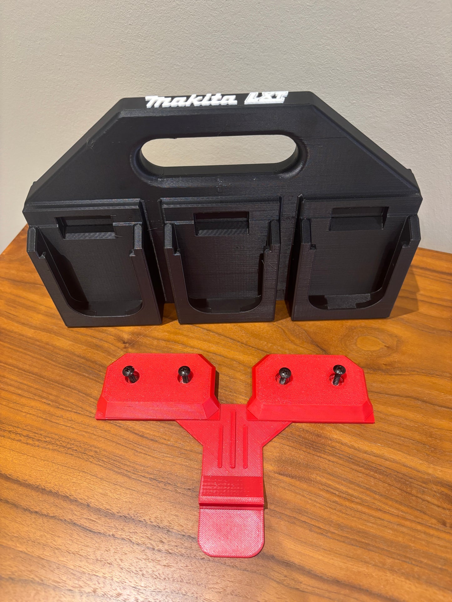 Battery Caddy for Makita LTX 18V Batteries  – holds 6 Batteries, Optional Milwaukee Packout Mounting
