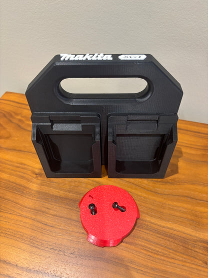 Battery Caddy for Makita XGT 40V Batteries  – holds 4 Batteries, Optional Milwaukee Packout Mounting