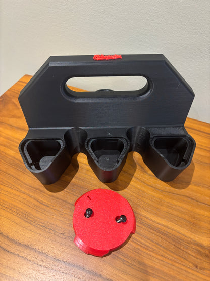 Battery Caddy for Milwaukee M12 Batteries  – holds 6 Batteries, Optional Milwaukee Packout Mounting
