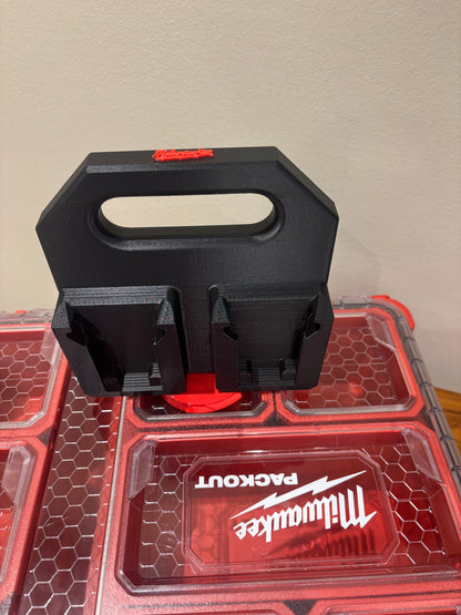 Battery Caddy for Milwaukee M18 Batteries  – holds 4 Batteries, Optional Milwaukee Packout Mounting