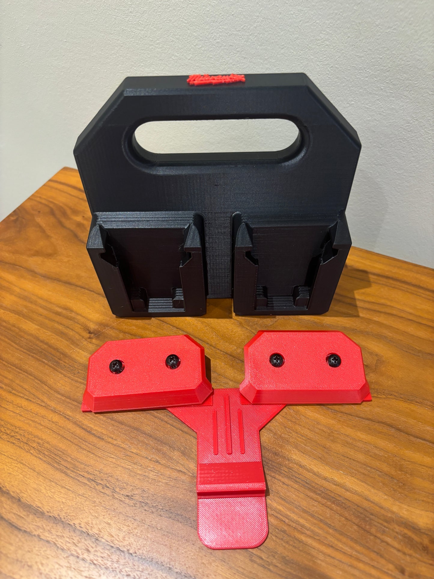 Battery Caddy for Milwaukee M18 Batteries  – holds 4 Batteries, Optional Milwaukee Packout Mounting