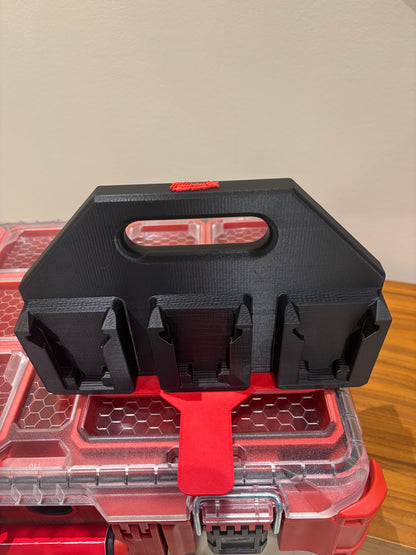 Battery Caddy for Milwaukee M18 Batteries  – holds 6 Batteries, Optional Milwaukee Packout Mounting