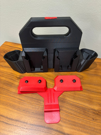 Battery Caddy for Milwaukee Combo M12 and M18 Batteries  – holds 4xM18 and 2xM12 Batteries, Optional Milwaukee Packout Mounting