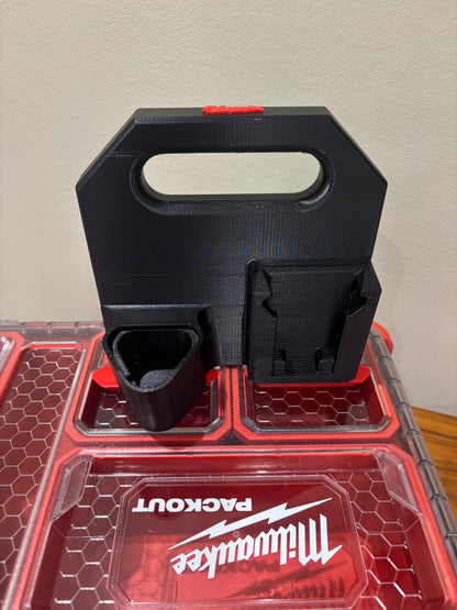 Battery Caddy for Milwaukee Combo M12 and M18 Batteries  – holds 4 Batteries, Optional Milwaukee Packout Mounting