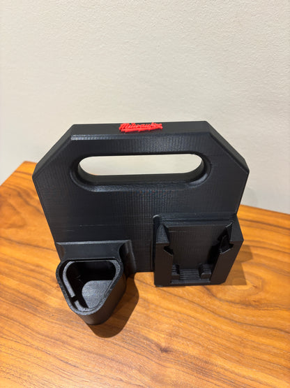 Battery Caddy for Milwaukee Combo M12 and M18 Batteries  – holds 4 Batteries, Optional Milwaukee Packout Mounting