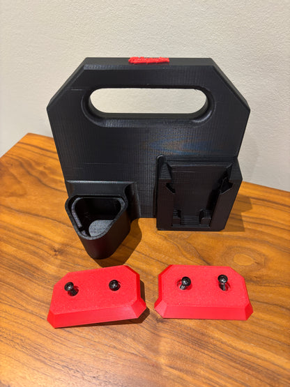 Battery Caddy for Milwaukee Combo M12 and M18 Batteries  – holds 4 Batteries, Optional Milwaukee Packout Mounting