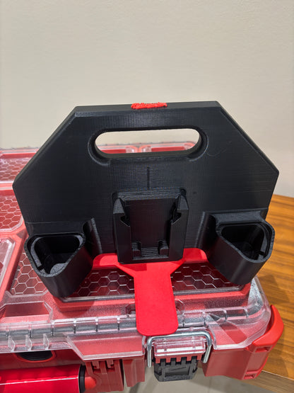 Battery Caddy for Milwaukee Combo M12 and M18 Batteries  – holds 6 Batteries, Optional Milwaukee Packout Mounting