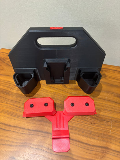 Battery Caddy for Milwaukee Combo M12 and M18 Batteries  – holds 6 Batteries, Optional Milwaukee Packout Mounting