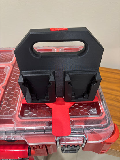 Battery Caddy for Milwaukee Combo M12 and M18 Batteries  – holds 4 Batteries, Optional Milwaukee Packout Mounting
