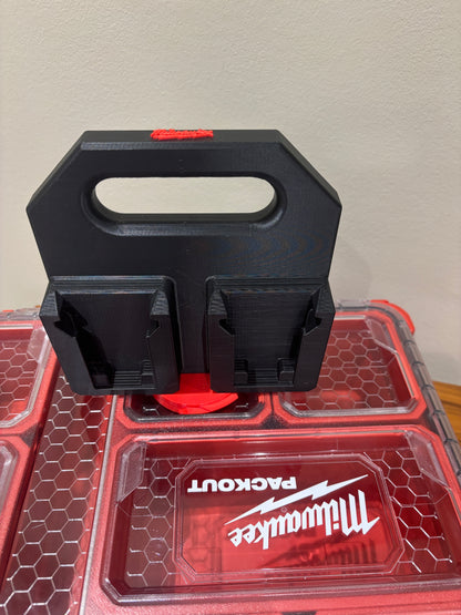 Battery Caddy for Milwaukee Combo M12 and M18 Batteries  – holds 4 Batteries, Optional Milwaukee Packout Mounting