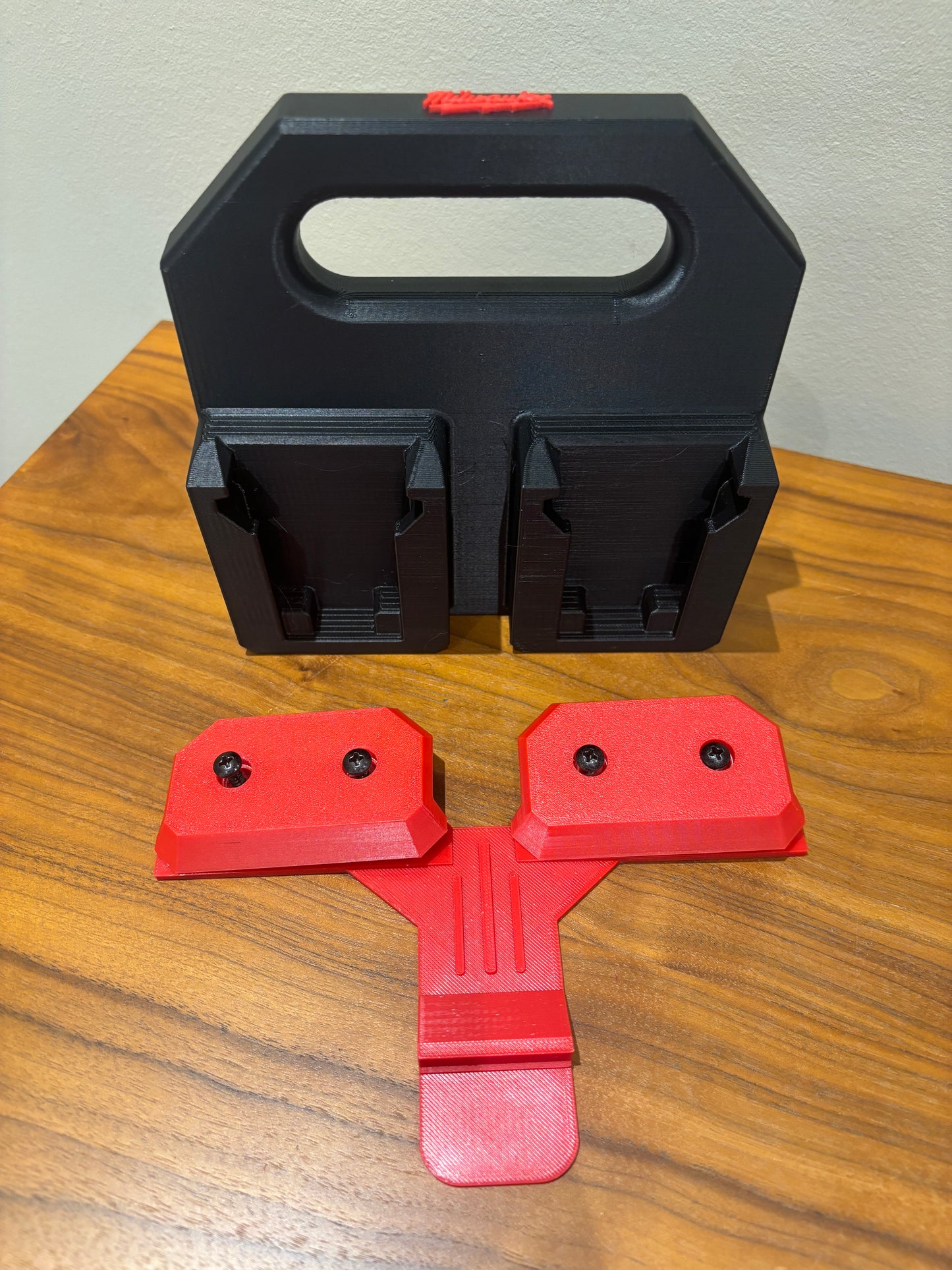 Battery Caddy for Milwaukee Combo M12 and M18 Batteries  – holds 4 Batteries, Optional Milwaukee Packout Mounting