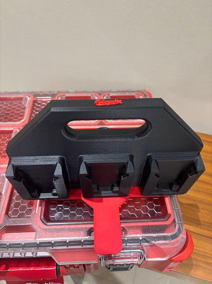 Battery Caddy for Milwaukee Combo M12 and M18 Batteries  – holds 6 Batteries, Optional Milwaukee Packout Mounting