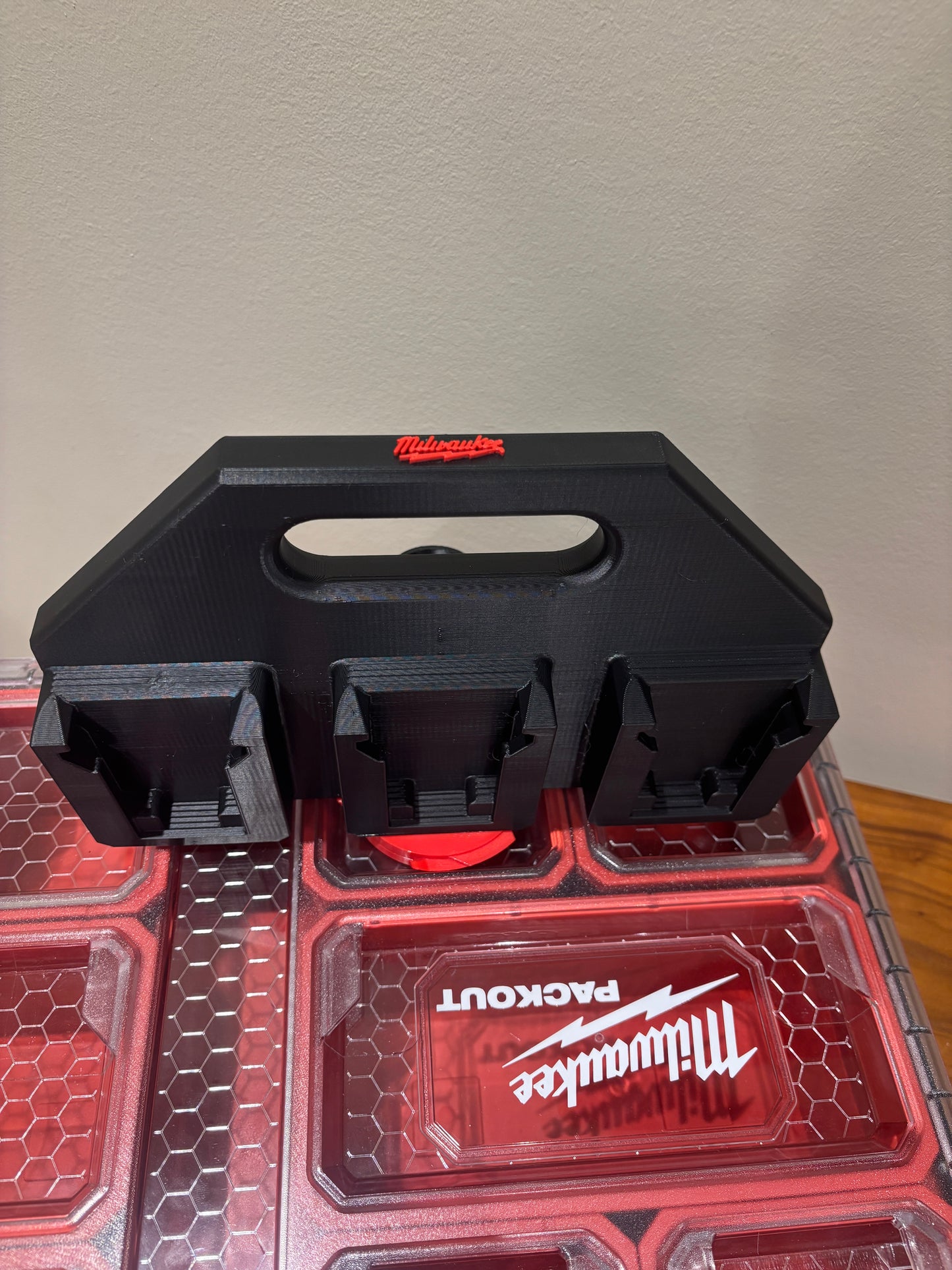 Battery Caddy for Milwaukee Combo M12 and M18 Batteries  – holds 6 Batteries, Optional Milwaukee Packout Mounting