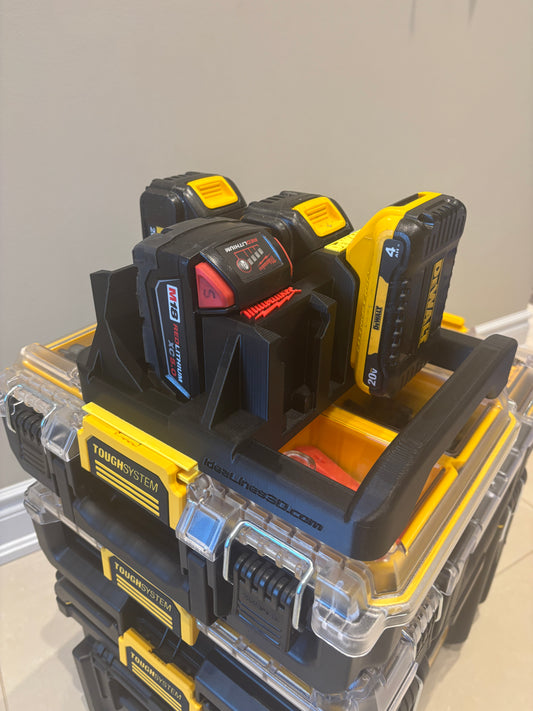 DeWalt TOUGHSYSTEM 2.0 Holder Carrier "DeWaukee" for DeWalt 20V / 60V and Milwaukee M18 Batteries - holds 3 DeWalt and 3 Milwaukee M18 Batteries