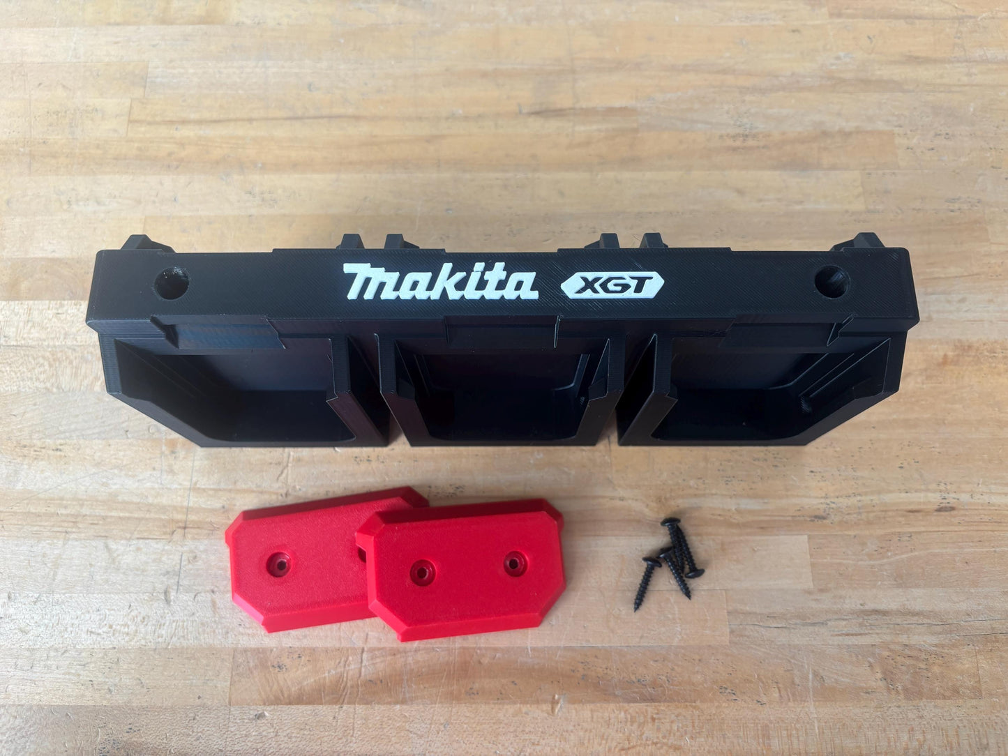 Wall Mount Holder for Makita 40V XGT Batteries – holds 6 Batteries, Optional Packout Mounting