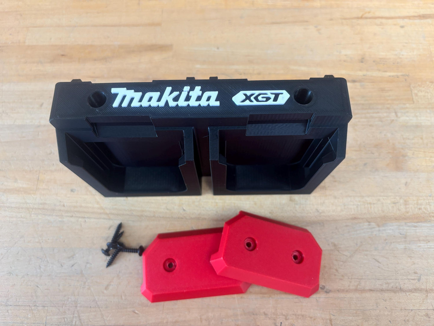 Wall Mount Holder for Makita 40V XGT Batteries – holds 4 Batteries, Optional Packout Mounting