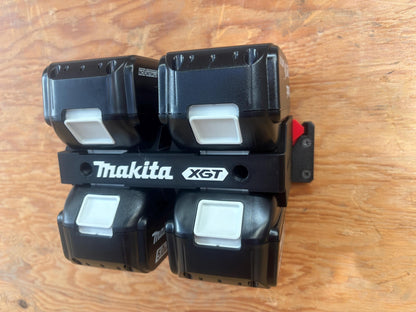 Wall Mount Holder for Makita 40V XGT Batteries – holds 4 Batteries, Optional Packout Mounting