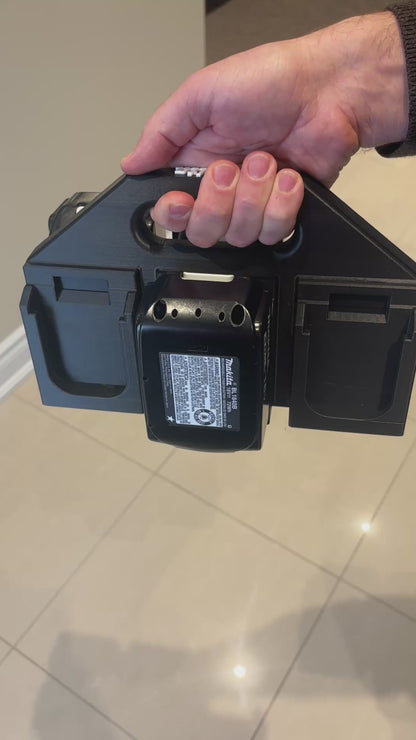 Battery Caddy for Makita LTX 18V Batteries  – holds 6 Batteries, Optional Milwaukee Packout Mounting