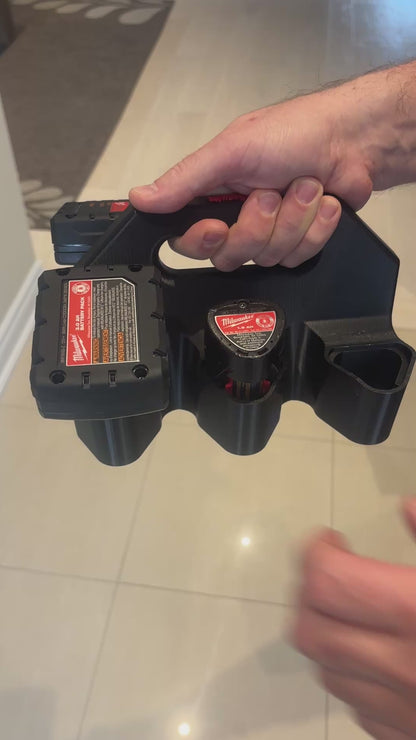 Battery Caddy for Milwaukee M12 Batteries  – holds 6 Batteries, Optional Milwaukee Packout Mounting