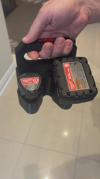 Battery Caddy for Milwaukee M12 Batteries  – holds 4 Batteries, Optional Milwaukee Packout Mounting