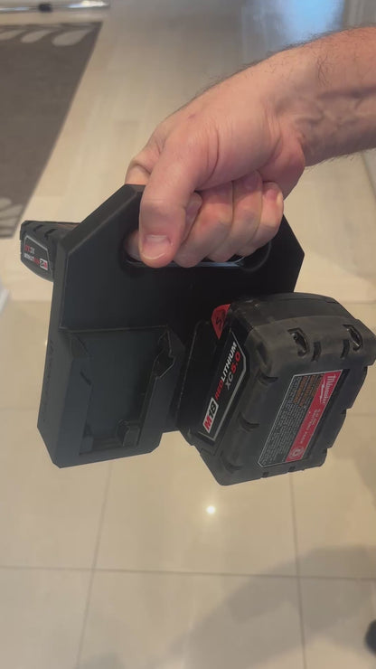 Battery Caddy for Milwaukee Combo M12 and M18 Batteries  – holds 4 Batteries, Optional Milwaukee Packout Mounting