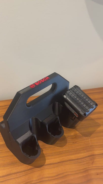 Battery Caddy for Bosch 12V Batteries  – holds 6 Batteries, Optional Milwaukee Packout Mounting